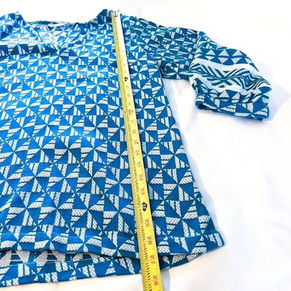 SOFT SURROUNDINGS Blue Geometric Print Tunic Sz Medium Narah Top Cotton Blend - Picture 9 of 9